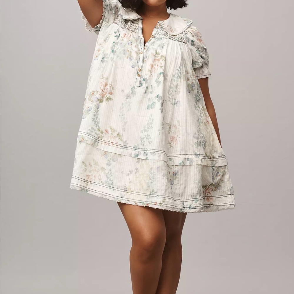 Pilcro Puff-Sleeve Collared Babydoll Mini Dress